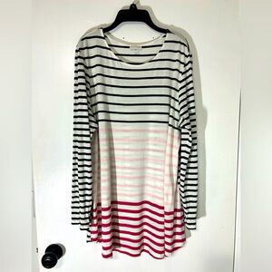 J. Jill Shirt Womens Striped Knit Tunic Long Sleeve Pullover Lightweight Sz XL